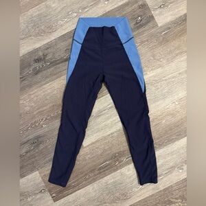Wilo The Label Ribbed Color Block 7/8 Leggings XS Baby Blue/Navy Active Yoga Run